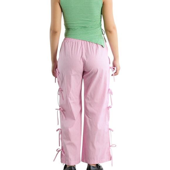 Lisa Says Gah Evelyn Tie Pant in Pink Stripe Pinstriped Bow Tie Breezy Pants 3XL - Picture 7 of 7